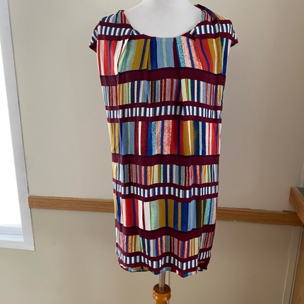 Maeve Anthropologie Au Revoir Shift dress Sz 10 colorful rainbow mini